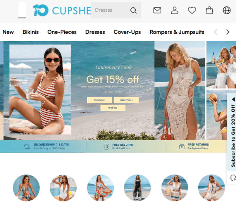 Cupshe Website